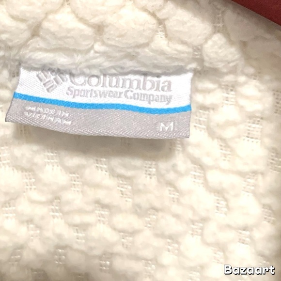 Columbia Women's Off-White 1/4 zip pullover Sherpa jacket Sz M - Picture 3 of 9